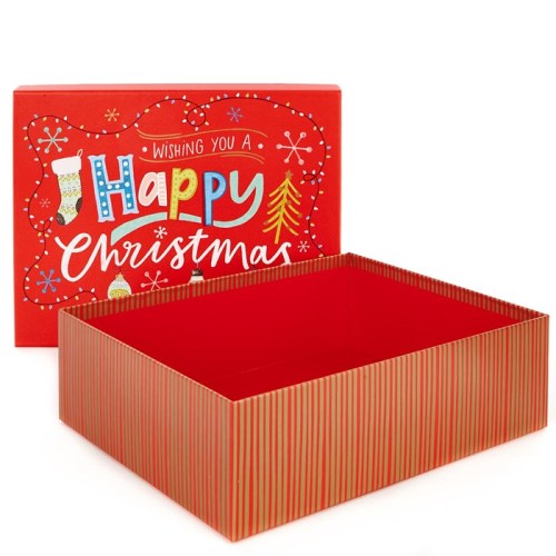 Large deep paper christmas gift box with lids
