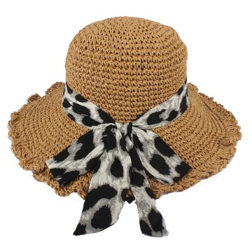 Ladies crochet hat with colorful bowknot