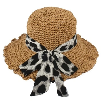 Ladies crochet hat with colorful bowknot