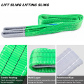 2 Ton 2M Or OEM Length 60MM Width Polyester Flat Woven 2T Webbing Lifting Sling Belt Green Color Safety Factor 8:1 7:1 6:1