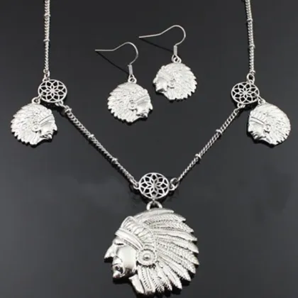 Apache Chief Charm Fashion Necklace Set