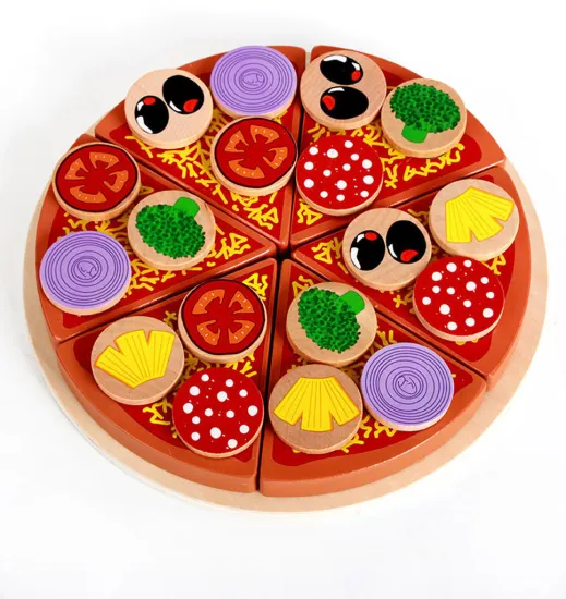Simulation Pizza Wooden Kitchen Toys Fruit Vegetable with Tableware Food Cooking Tableware Children Kitchen Pretend Play Toy