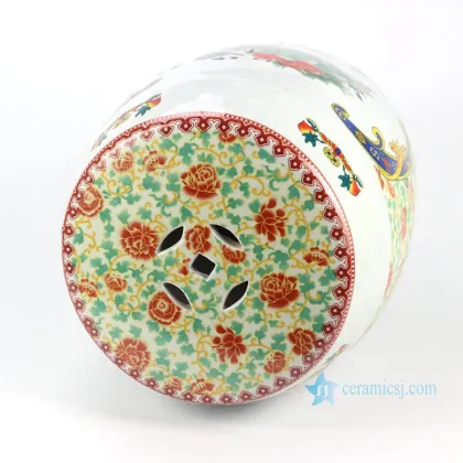 RYLL39 Colorful Bird and Flower Ceramic Garden Stool