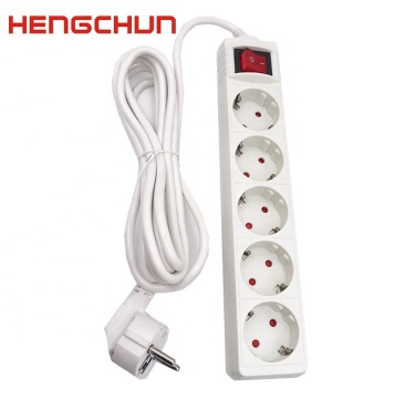 EU Standard 5 Gang Power Extension Socket with Switch - CE Approved