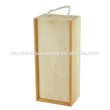 Custom made sliding lid double bottle wooden wine box