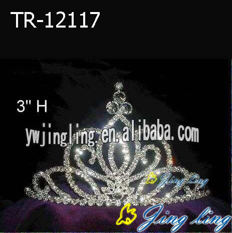 3 Inch Wholesale Cheap Rhinestone Pageant Crown Tiara