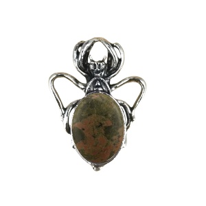 Unakite 13X18mm Cabs Antique Silver Alloy Spider Pendant for DIY Making Jewelry