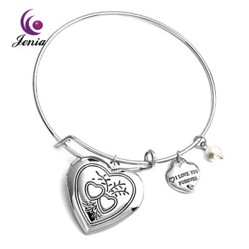 Jenia Online Wholesale Shop Heart Charm Cuff Bracelet Bangle
