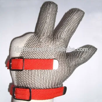stainless steel chainmail cut proof gloves for buthcer