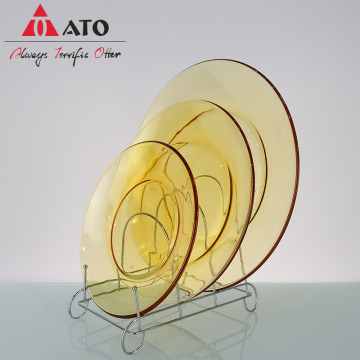 Amber Glass Charger Plate Round Glass Charger Plates