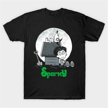 Sparky Goth Animation Horror Frankenweenie Funny Peanuts Black T-Shirt S-3Xl Harajuku Tops Fashion Classic Tee Shirt