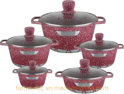 Marble Cookware Set 12 Pieces Casserole Set Fry Pan Aluminum Ceramic Coating Casserole