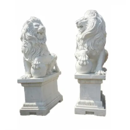 White Marble Garden Lion Statue