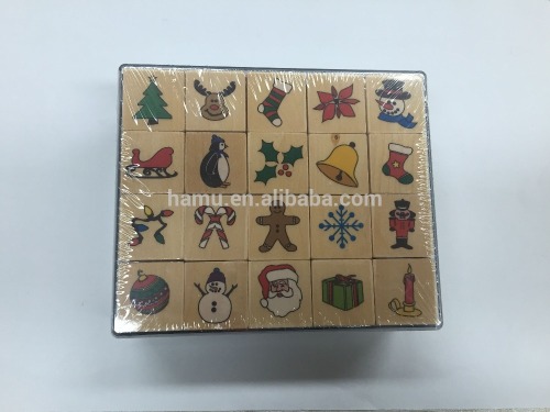 Hot sale DIY Chrismas wooden stamp set