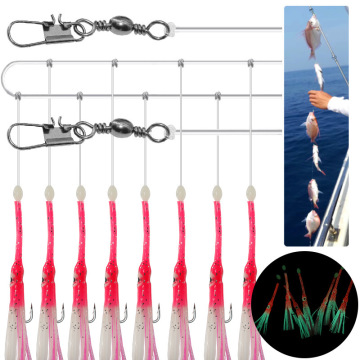 NEWMAJOR Stylish Luminous Sabiki Rigs Fishing Hooks Lure 6/8 Pcs 15g