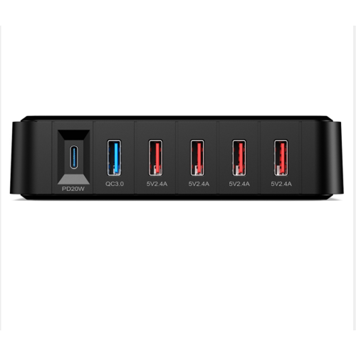 Estação de carregamento USB PD20W multi 6 portas carregador