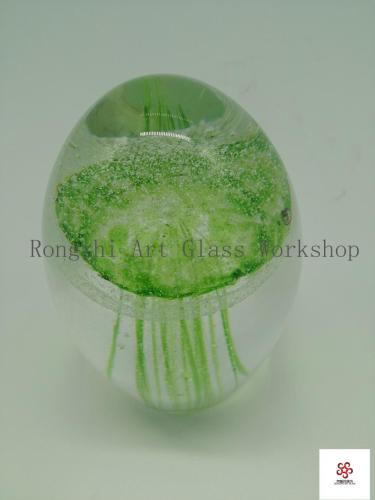 Green Octopus Glass Paperweight