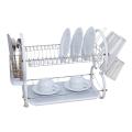 Two Tier Large Dish Rack Two Tier Powder Coating Dish Drying Rack Supplier