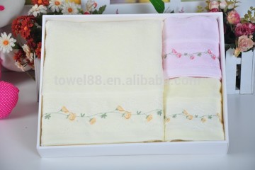 100% cotton satin embroider Jacquard flower towel