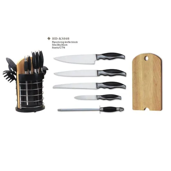 6pcs kitchen knife set with revolving wooden stand