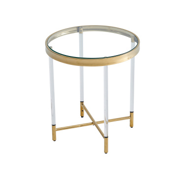 Mesa auxiliar moderna con tapa de vidrio transparente