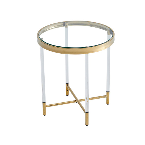 Mesa auxiliar moderna con tapa de vidrio transparente