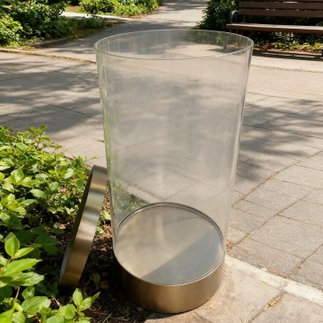 Bespoke Round Metal Waste Receptacle Featuring Clear Acrylic Liner