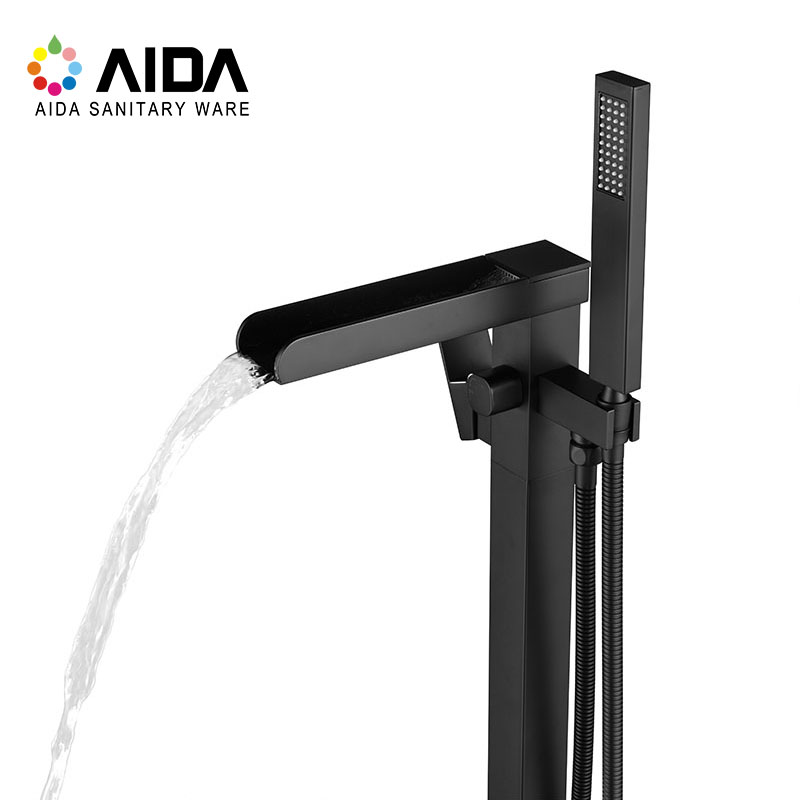 Waterfall Tub Filler Spout Black Bath Faucet