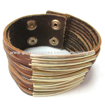 Wholesale European-style Wrap Men's Leather Bracelet