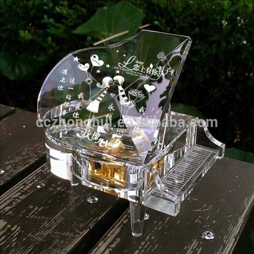 elegant blank glasses crystal piano for engraving