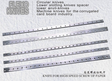 Corrugated cardboard spiral cut off knife blade