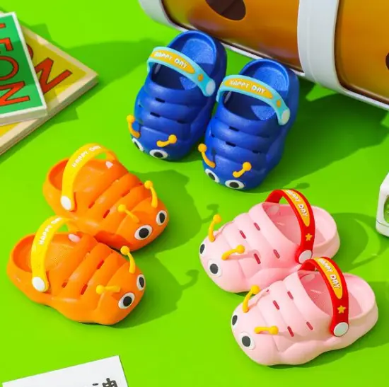 Summer Kids Garden Sandals: Caterpillar Shape, Soft EVA Material, Cute Animal Cartoon Design for Baby Girls