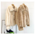 Winter short section biker lambswool fur coat