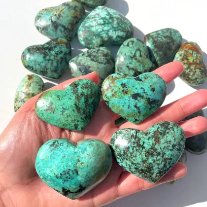 African Turquoise Heart Carving Wholesale Natural Crystals Healing Stones