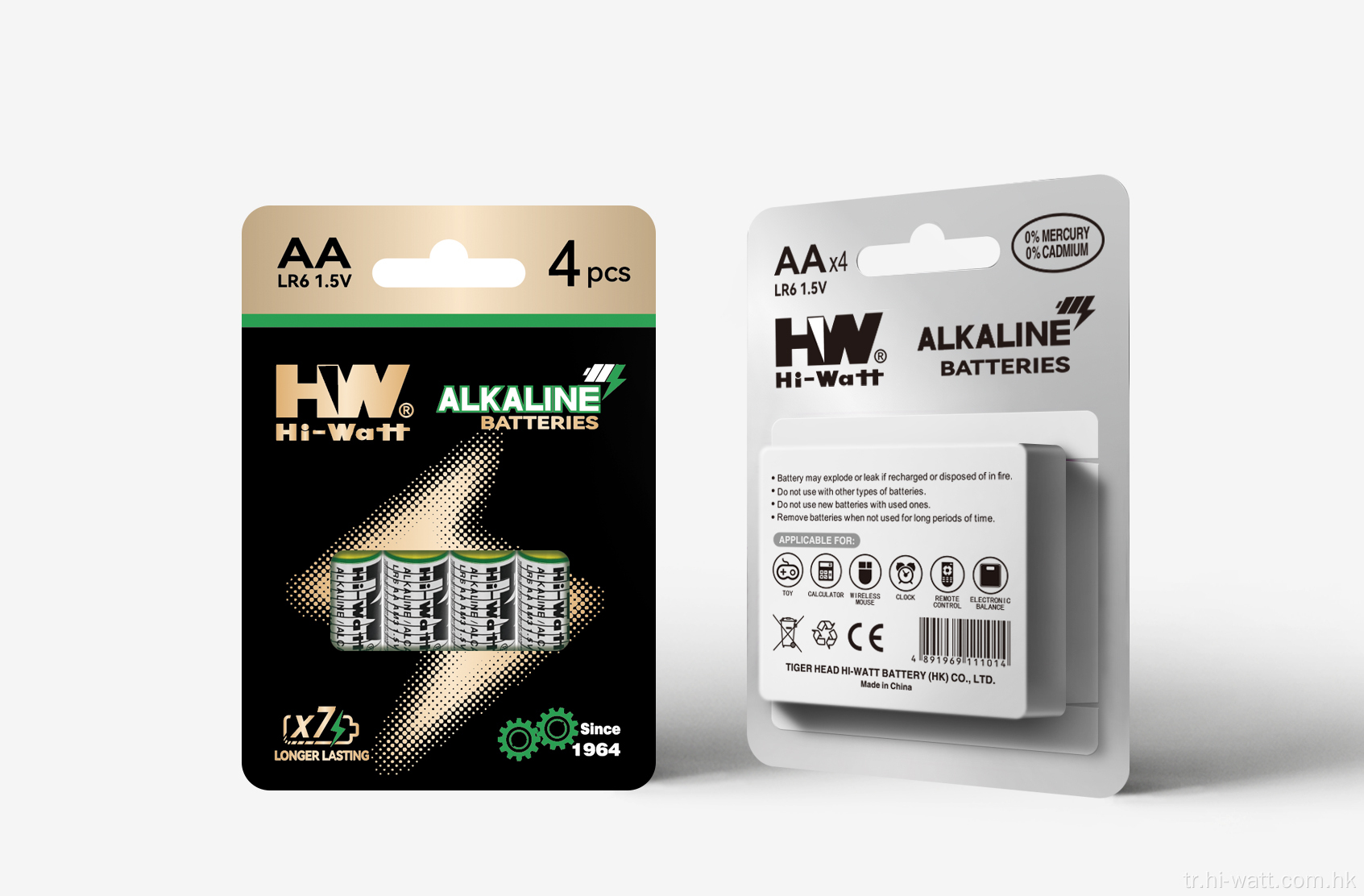 Kağıt Kartonla Dayanıklı HW Alkalin AA Piller