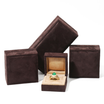 Custom High Quality Jewelry Box - Brown Velvet Suede Necklace Pendant Earrings Bracelet Gift Box