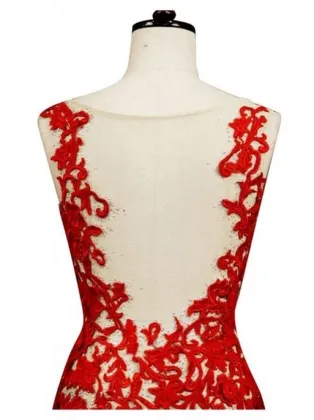 Red Lace Bridal Gown 2015 Mermaid Wedding Dress