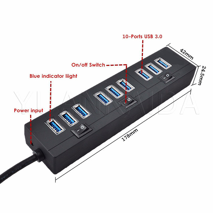 10 Port Superspeed Usb 3 0 Hub