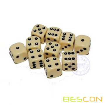 Warna tulang Corner pusingan enam muka Die 12 MM dengan titik hitam
