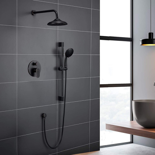 Brons sturtu höfuð Matte Black Shower Blöndunartæki