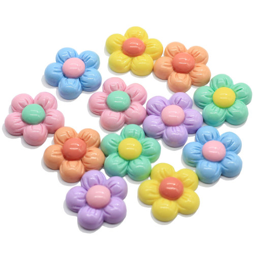 20mm Colorful Resin Flower Bead Flatback Accessory for Students Children Cute Earrings Finger Ring Making