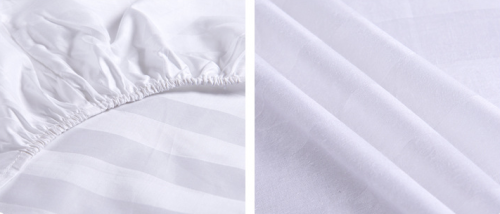 Sateen Stripe 2cm White Color Fitted Sheet