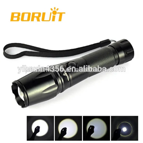 BORUIT 1600 Lumens Rechargeable Zoomble Hunting Flashlight Torch LED Camping Light