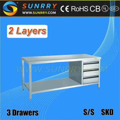 Folding Stainless Steel Table/Restaurant Prep Tables/Fast Food Restaurant Dining Table Set (SY-WT3715D SUNRRY)