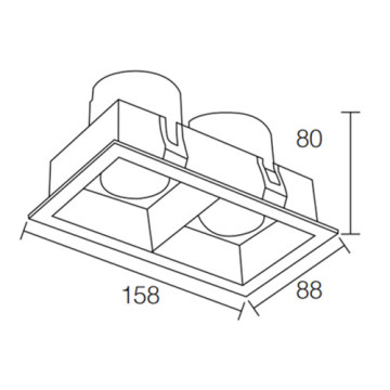 LEDER Esensial Rectangular 12W * 2 LED Downlight