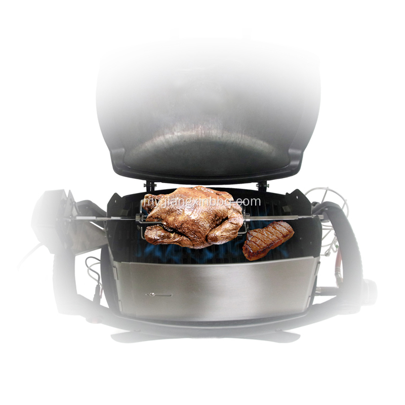 Universal Grill Rotisserie Kit သည် Gas အသားကင်အတွက် အဆင်ပြေသည်။