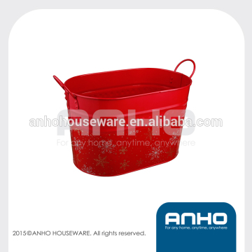 Colored cross-stripe design iron garden bucket decorative home gardening