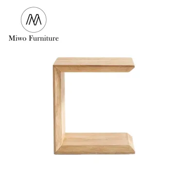 Natural Oak Wooden Sofa C Table - Midcentury Modern Accent Side Table for Small Spaces
