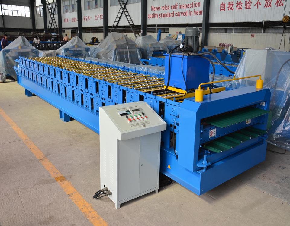 Lowest Price Roof Tiles Colored Steel Double Sheet Roll Forming Machine