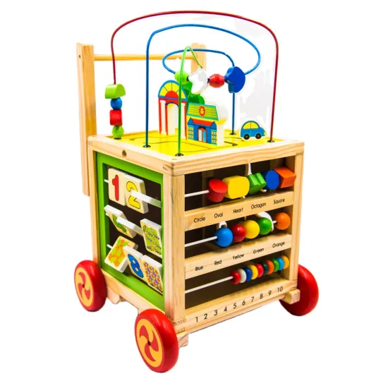 Handcrafted Wooden Pulling Car & Rainbow Building Blocks: Educational DIY Toy Sets for Kids